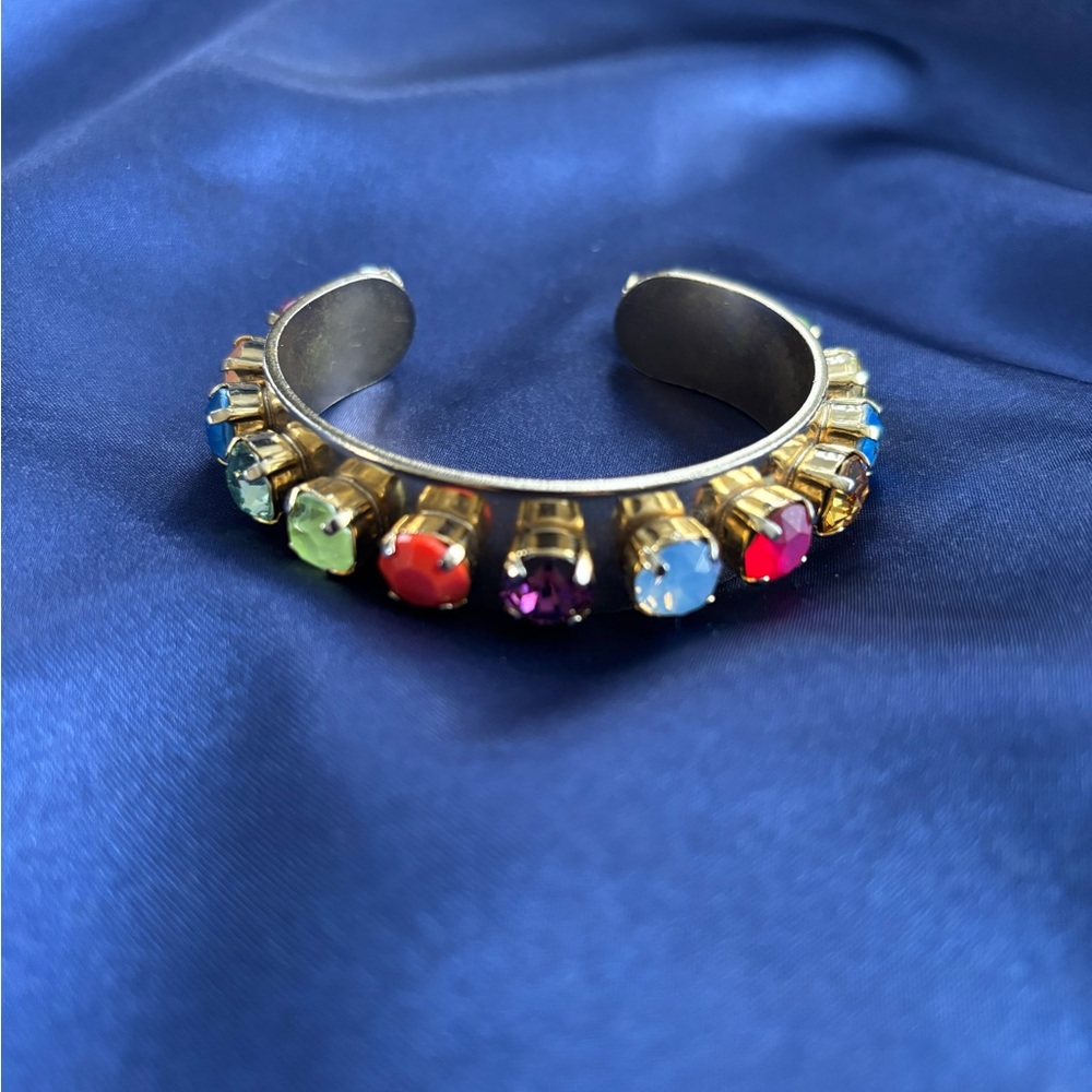 TOVA Multicolor Crystal Cuff Bracelet | Designer Statement Gold-Tone